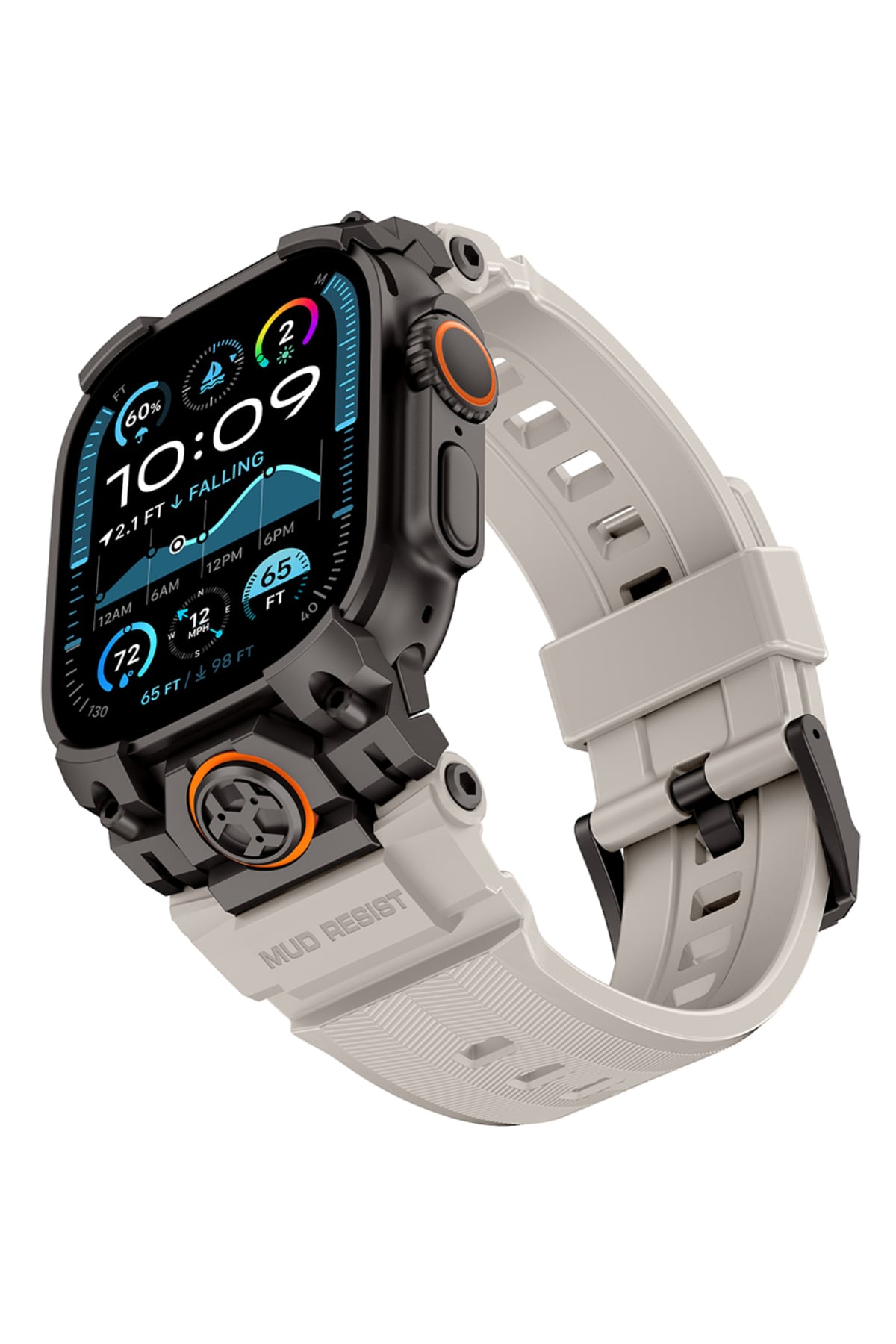 Mohseven Armor Apple Watch Ultra Uyumlu Silikon Siyah Tokalı Beyaz Kordon Mohseven