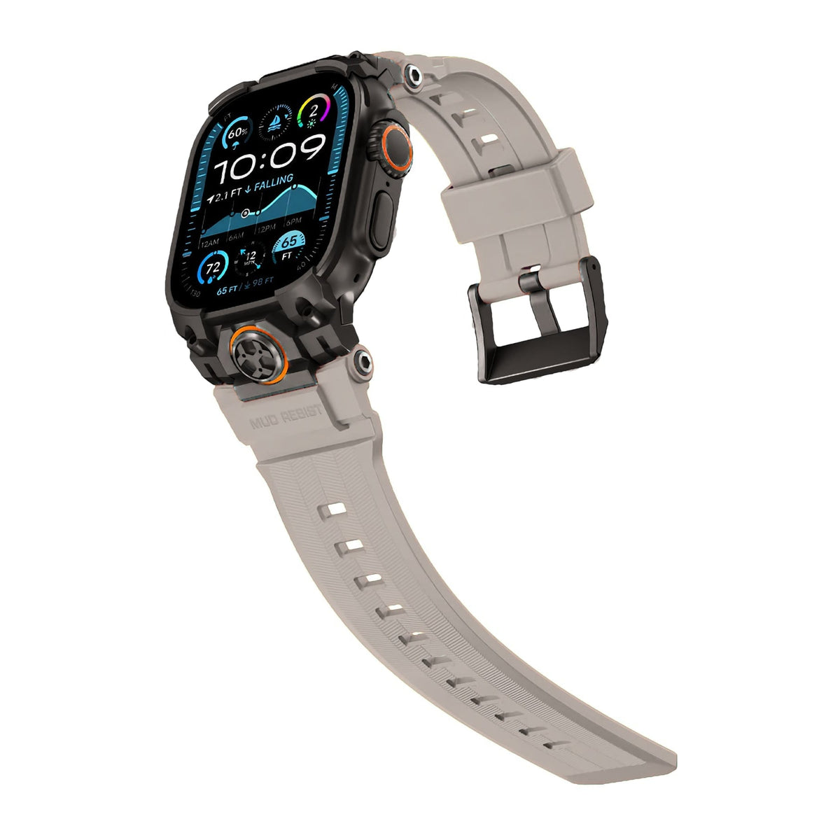 Mohseven Armor Apple Watch Ultra Uyumlu Silikon Siyah Tokalı Beyaz Kordon Mohseven