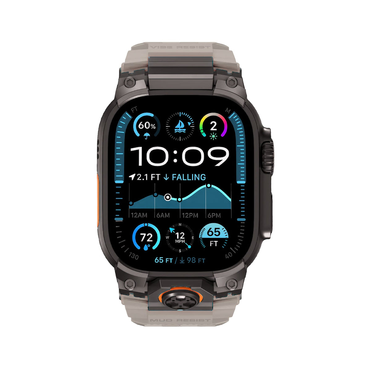 Mohseven Armor Apple Watch Ultra Uyumlu Silikon Siyah Tokalı Beyaz Kordon Mohseven