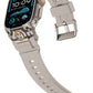 Mohseven Armor Apple Watch Ultra Uyumlu Silikon Titanyum Gri Toka Beyaz Kordon Mohseven