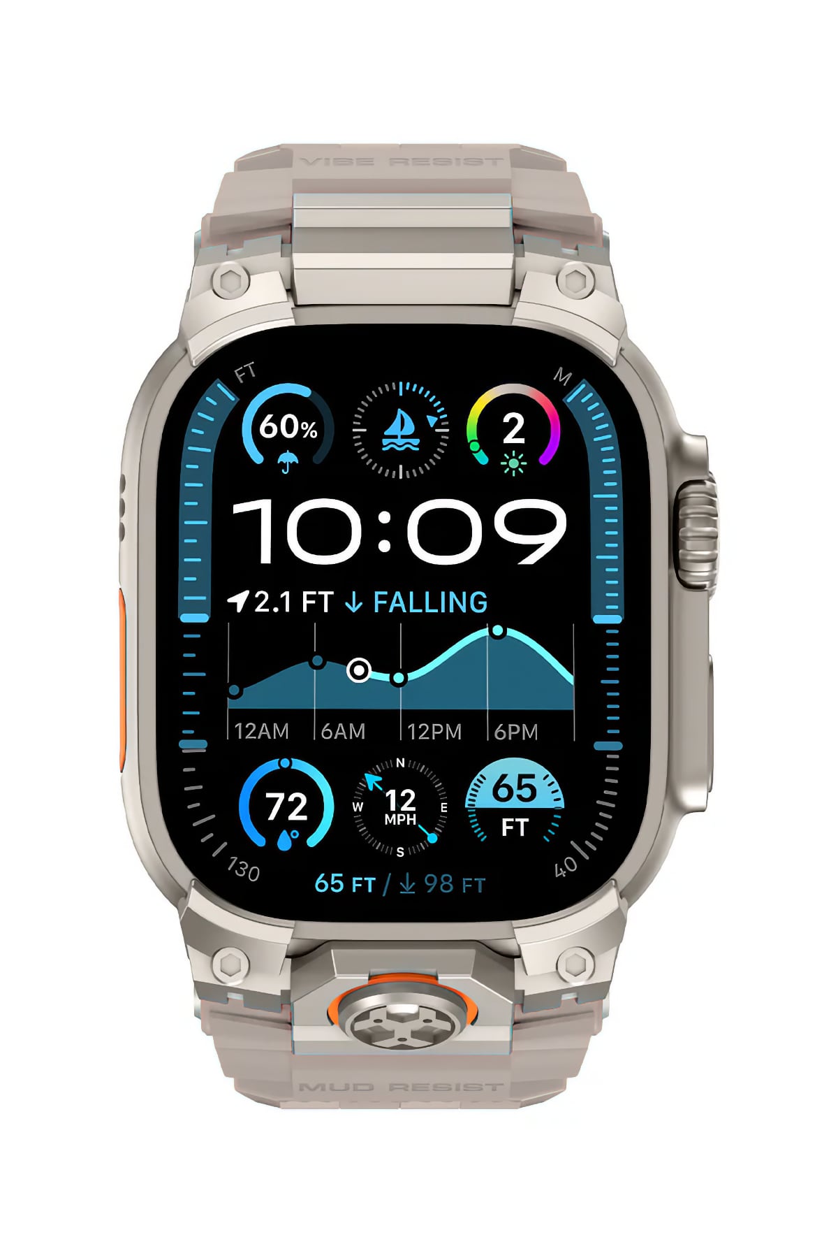 Mohseven Armor Apple Watch Ultra Uyumlu Silikon Titanyum Gri Toka Beyaz Kordon Mohseven