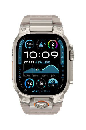 Mohseven Armor Apple Watch Ultra Uyumlu Silikon Titanyum Gri Toka Beyaz Kordon Mohseven