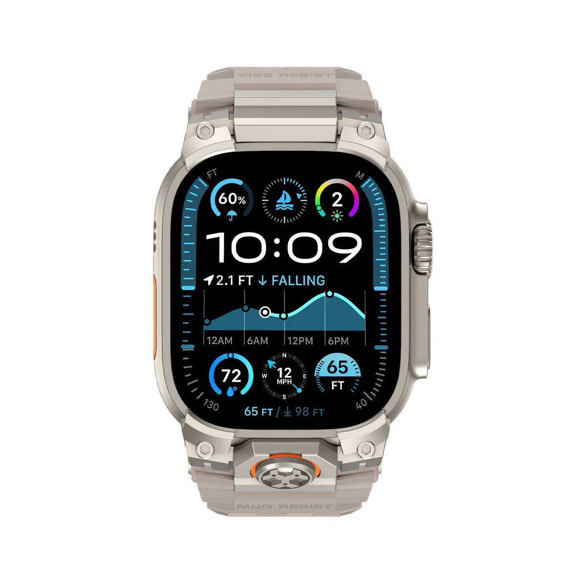 Mohseven Armor Apple Watch Ultra Uyumlu Silikon Titanyum Gri Toka Beyaz Kordon Mohseven