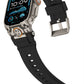 Mohseven Armor Apple Watch Ultra Uyumlu Silikon Titanyum Gri Toka Siyah Kordon Mohseven