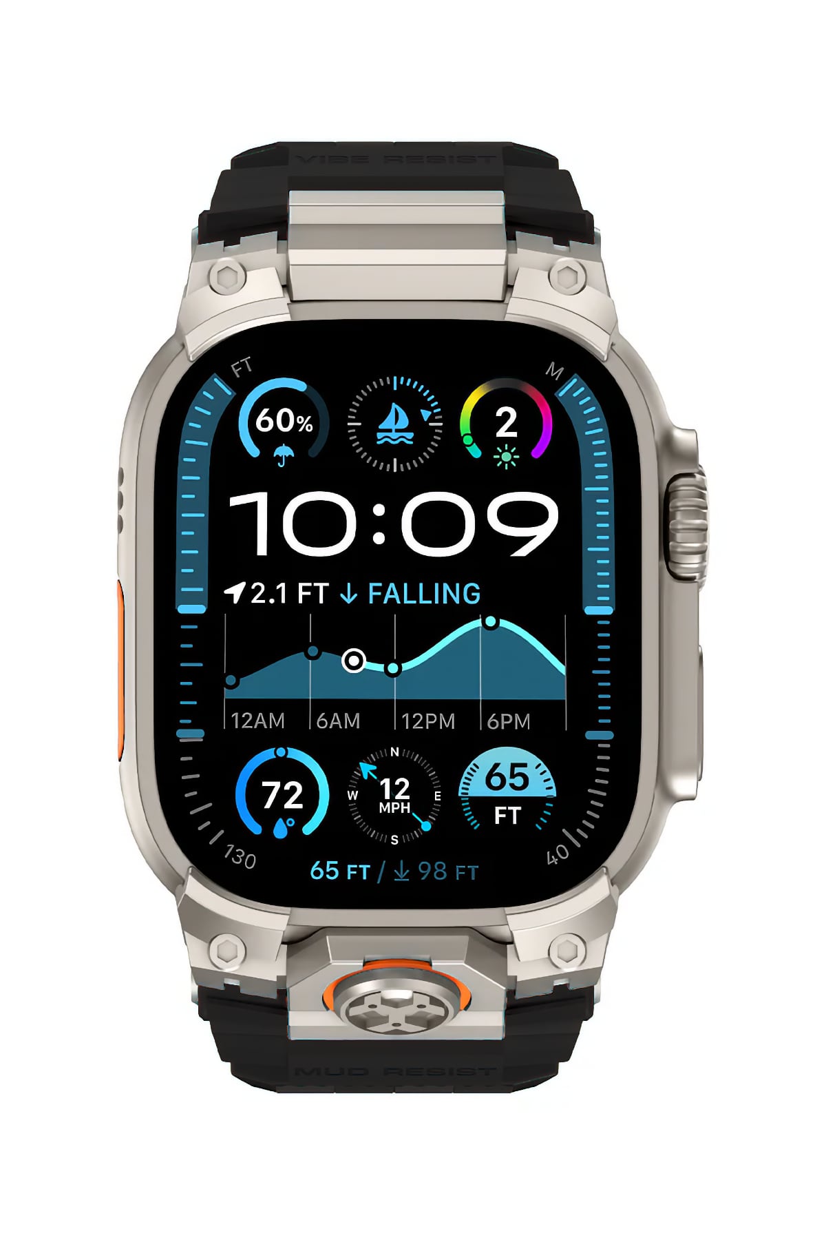 Mohseven Armor Apple Watch Ultra Uyumlu Silikon Titanyum Gri Toka Siyah Kordon Mohseven