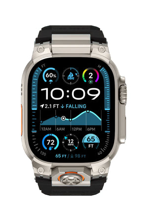Mohseven Armor Apple Watch Ultra Uyumlu Silikon Titanyum Gri Toka Siyah Kordon Mohseven