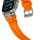 Mohseven Armor Apple Watch Ultra Uyumlu Silikon Titanyum Gri Toka Turuncu Kordon Mohseven