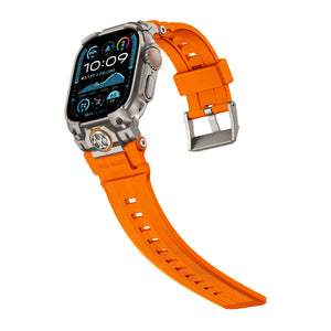 Mohseven Armor Apple Watch Ultra Uyumlu Silikon Titanyum Gri Toka Turuncu Kordon Mohseven