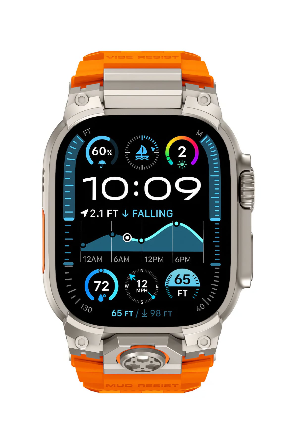 Mohseven Armor Apple Watch Ultra Uyumlu Silikon Titanyum Gri Toka Turuncu Kordon Mohseven