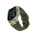 Mohseven Armor Apple Watch Ultra Uyumlu Silikon Titanyum Gri Toka Yeşil Kordon Mohseven