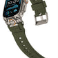 Mohseven Armor Apple Watch Ultra Uyumlu Silikon Titanyum Gri Toka Yeşil Kordon Mohseven