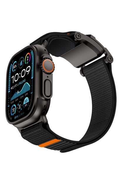Mohseven Mecha Apple Watch Ultra Uyumlu Hasır Kordon Siyah Mohseven