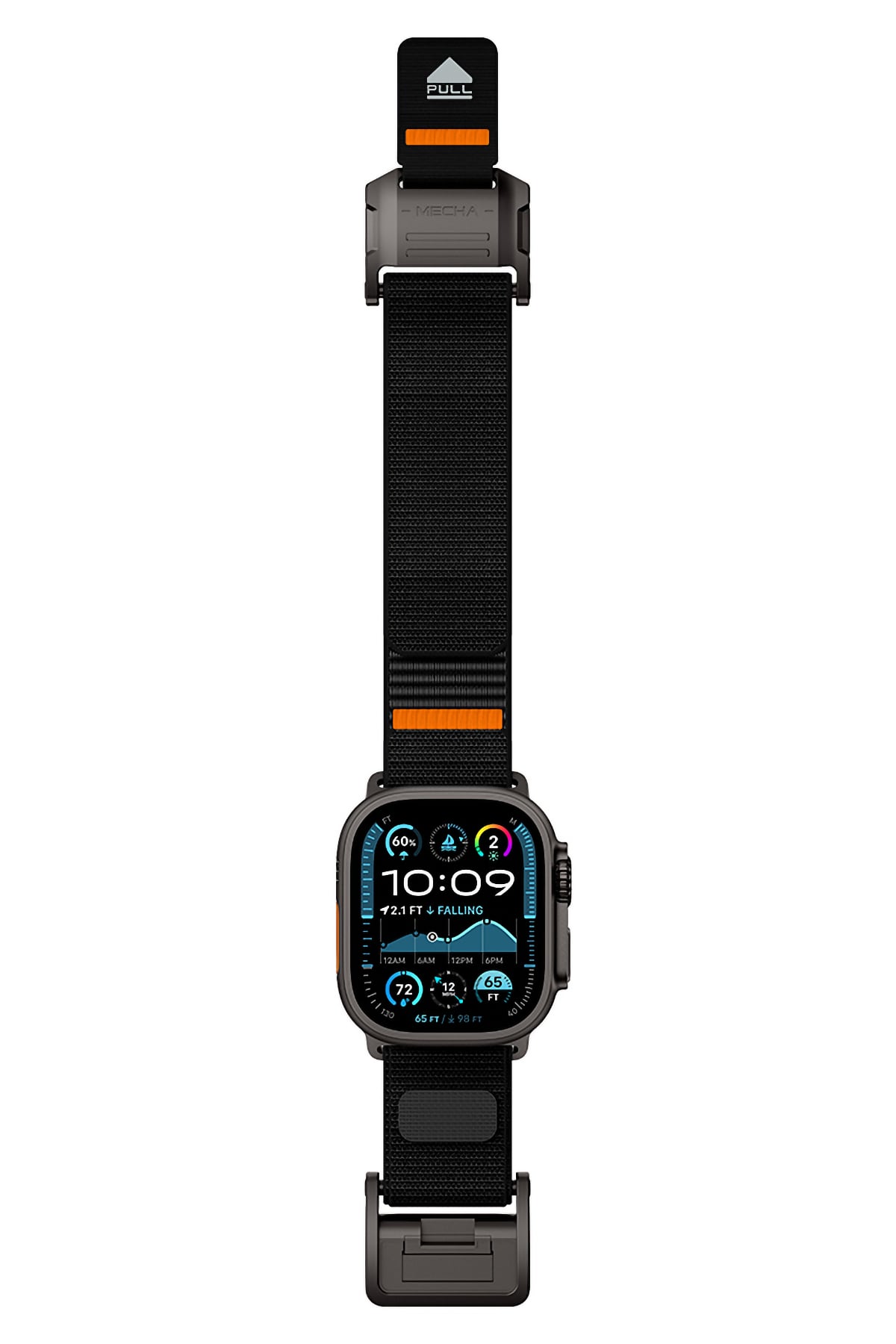 Mohseven Mecha Apple Watch Ultra Uyumlu Hasır Kordon Siyah Mohseven