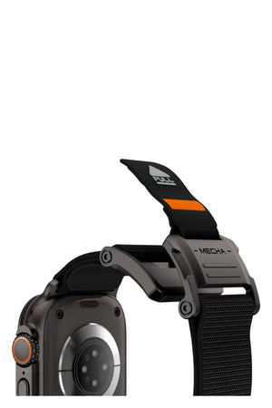 Mohseven Mecha Apple Watch Ultra Uyumlu Hasır Kordon Siyah Mohseven