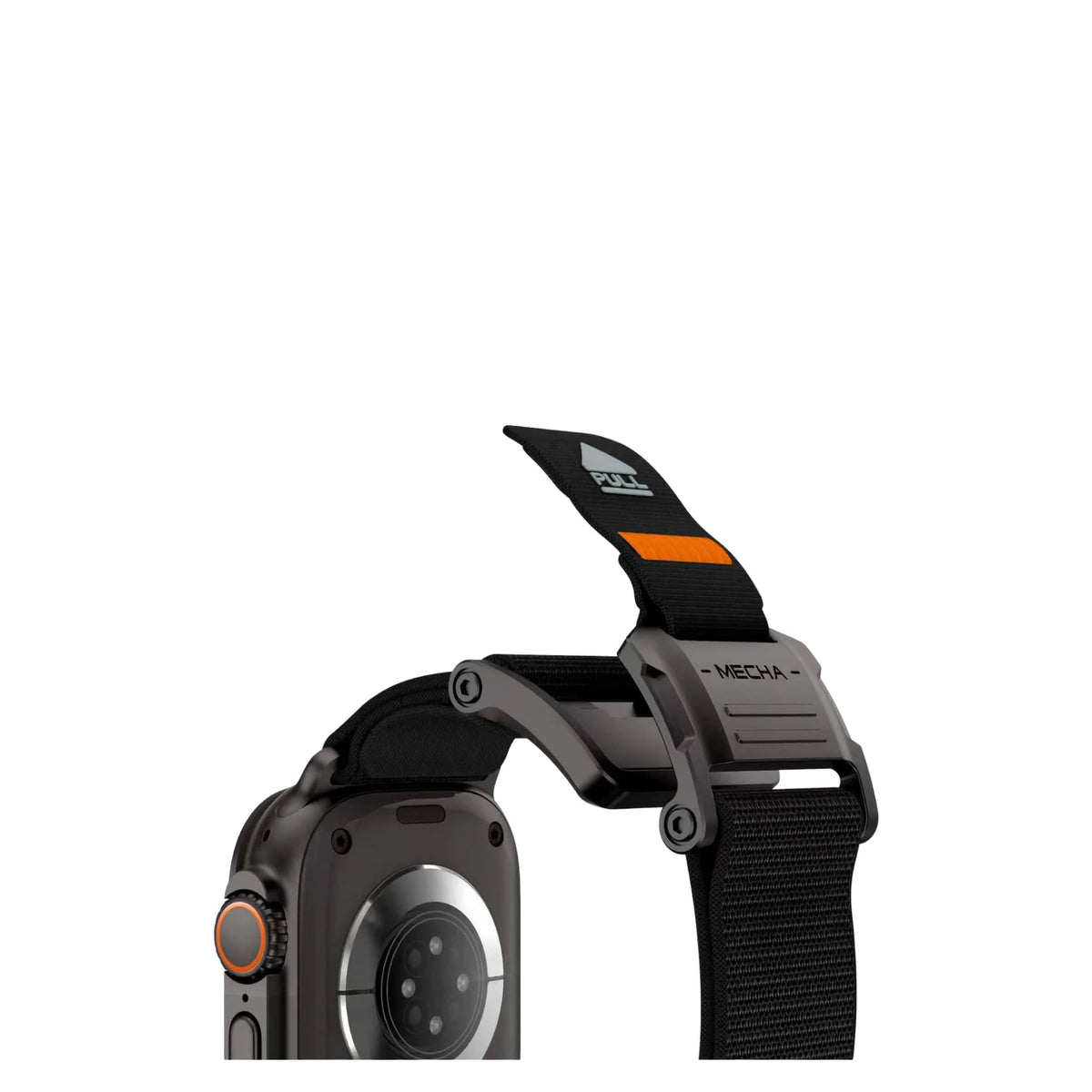 Mohseven Mecha Apple Watch Ultra Uyumlu Hasır Kordon Siyah Mohseven