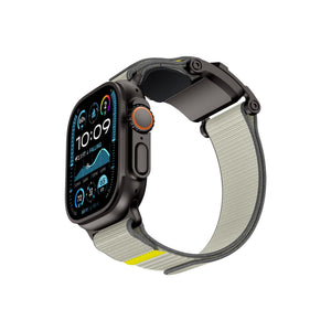 Mohseven Mecha Apple Watch Ultra Uyumlu Hasır Kordon Siyah Bej Mohseven