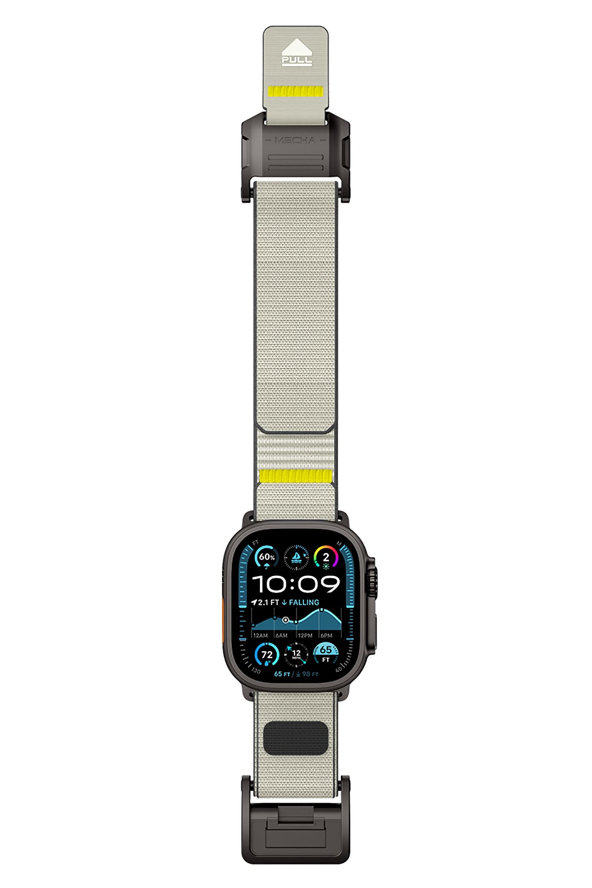 Mohseven Mecha Apple Watch Ultra Uyumlu Hasır Kordon Siyah Bej Mohseven