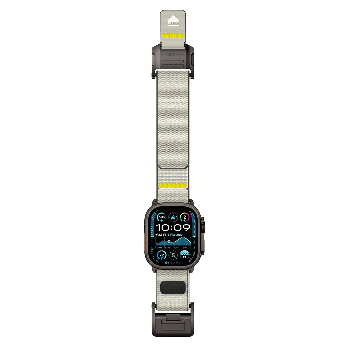 Mohseven Mecha Apple Watch Ultra Uyumlu Hasır Kordon Siyah Bej Mohseven