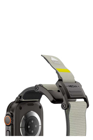 Mohseven Mecha Apple Watch Ultra Uyumlu Hasır Kordon Siyah Bej Mohseven