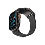Mohseven Mecha Apple Watch Ultra Uyumlu Hasır Kordon Siyah Gri Mohseven