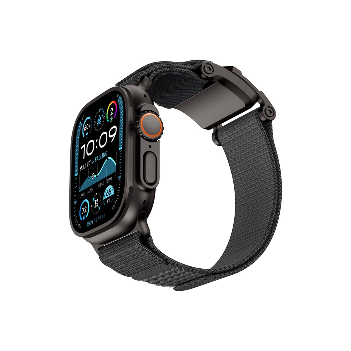 Mohseven Mecha Apple Watch Ultra Uyumlu Hasır Kordon Siyah Gri Mohseven
