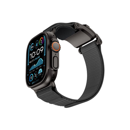 Mohseven Mecha Apple Watch Ultra Uyumlu Hasır Kordon Siyah Gri Mohseven