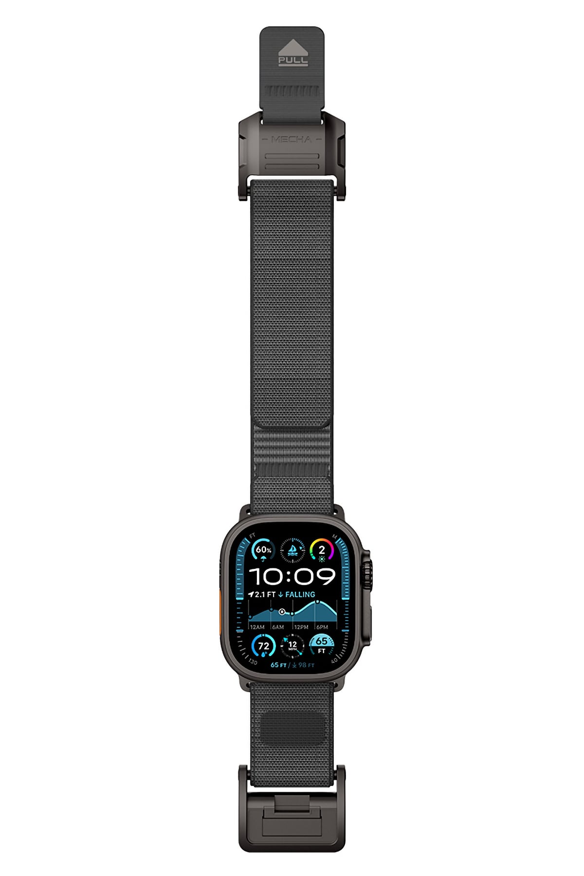 Mohseven Mecha Apple Watch Ultra Uyumlu Hasır Kordon Siyah Gri Mohseven