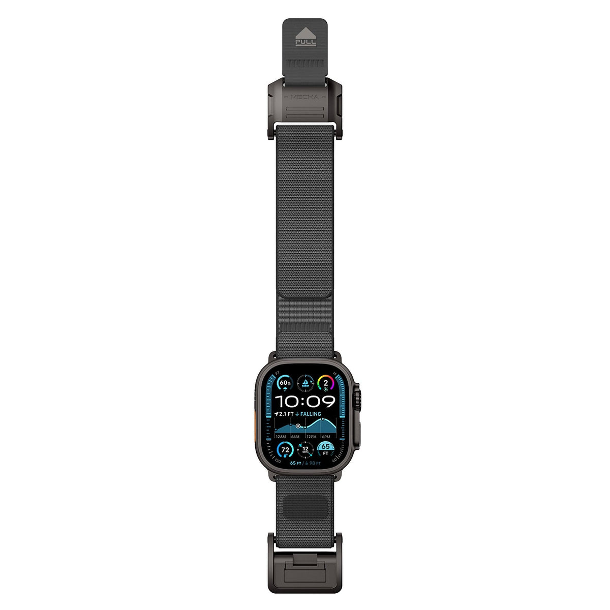 Mohseven Mecha Apple Watch Ultra Uyumlu Hasır Kordon Siyah Gri Mohseven