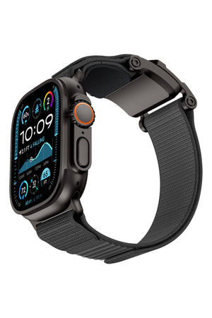 Mohseven Mecha Apple Watch Ultra Uyumlu Hasır Kordon Siyah Gri Mohseven