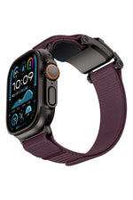 Mohseven Mecha Apple Watch Ultra Uyumlu Hasır Kordon Siyah Mor Mohseven