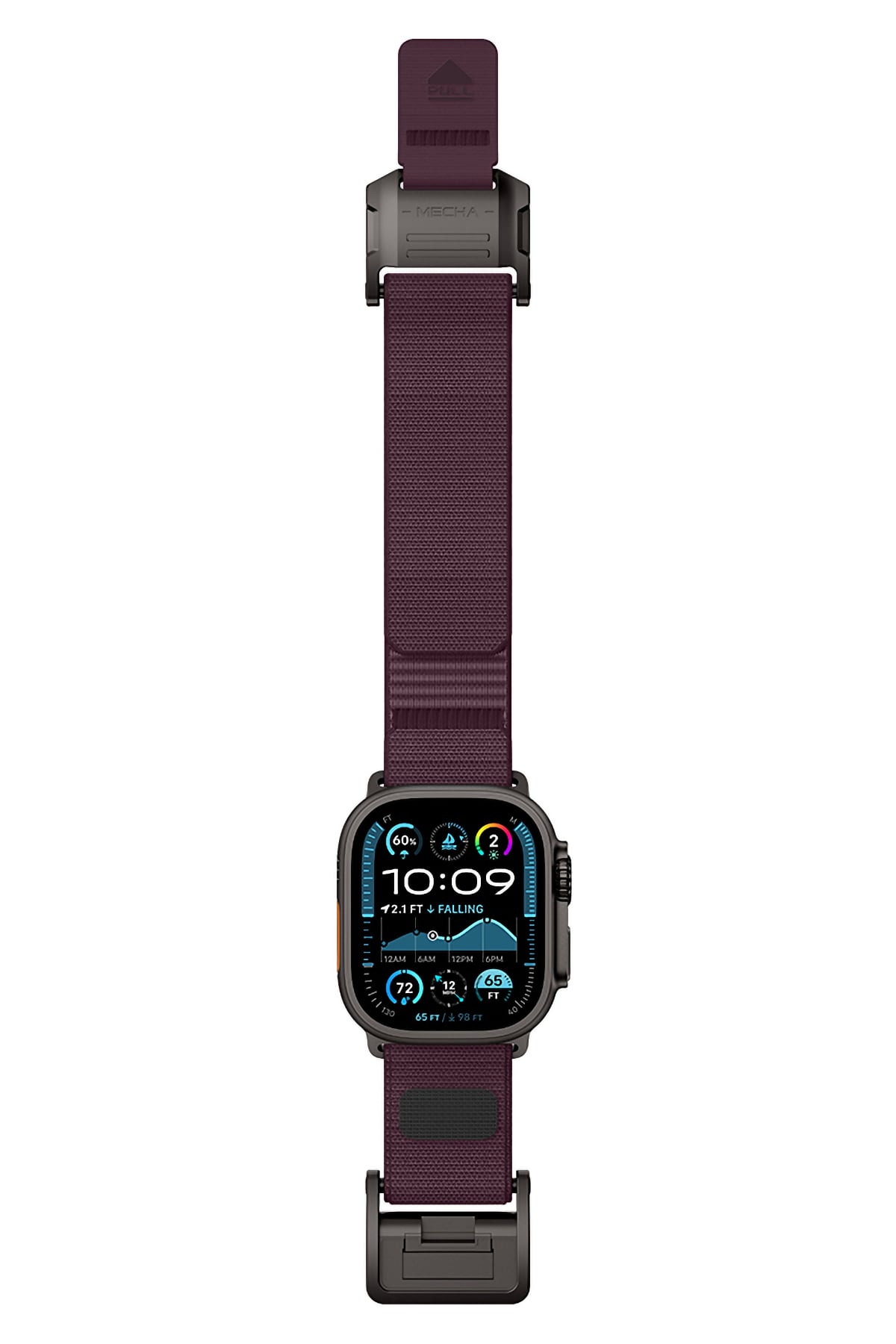 Mohseven Mecha Apple Watch Ultra Uyumlu Hasır Kordon Siyah Mor Mohseven