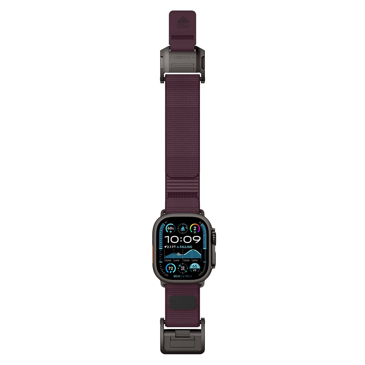 Mohseven Mecha Apple Watch Ultra Uyumlu Hasır Kordon Siyah Mor Mohseven