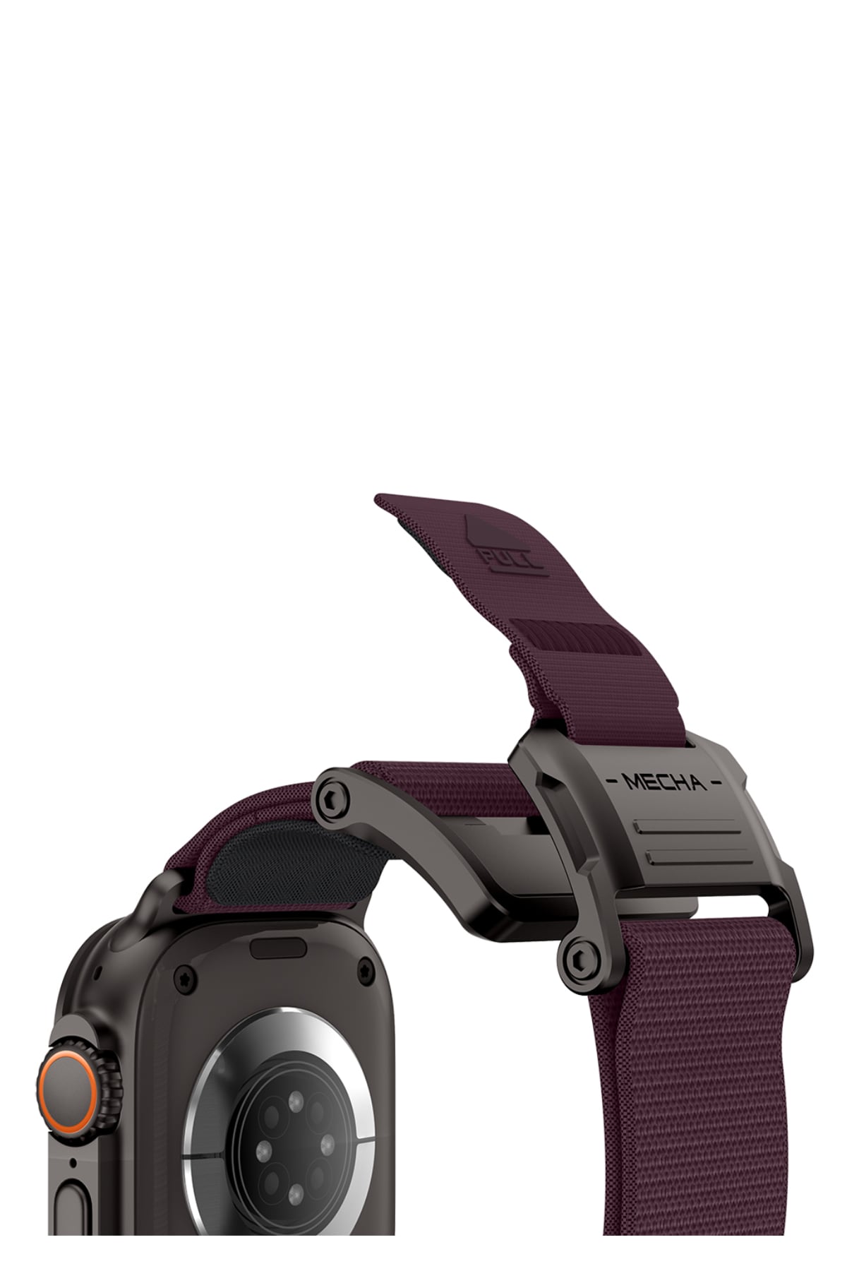 Mohseven Mecha Apple Watch Ultra Uyumlu Hasır Kordon Siyah Mor Mohseven