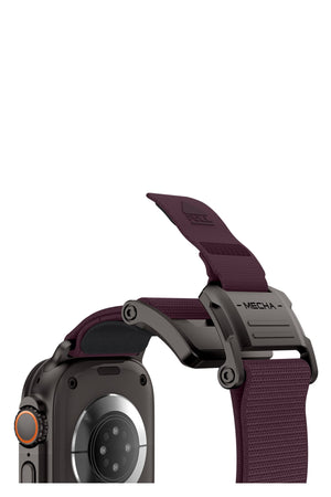 Mohseven Mecha Apple Watch Ultra Uyumlu Hasır Kordon Siyah Mor Mohseven
