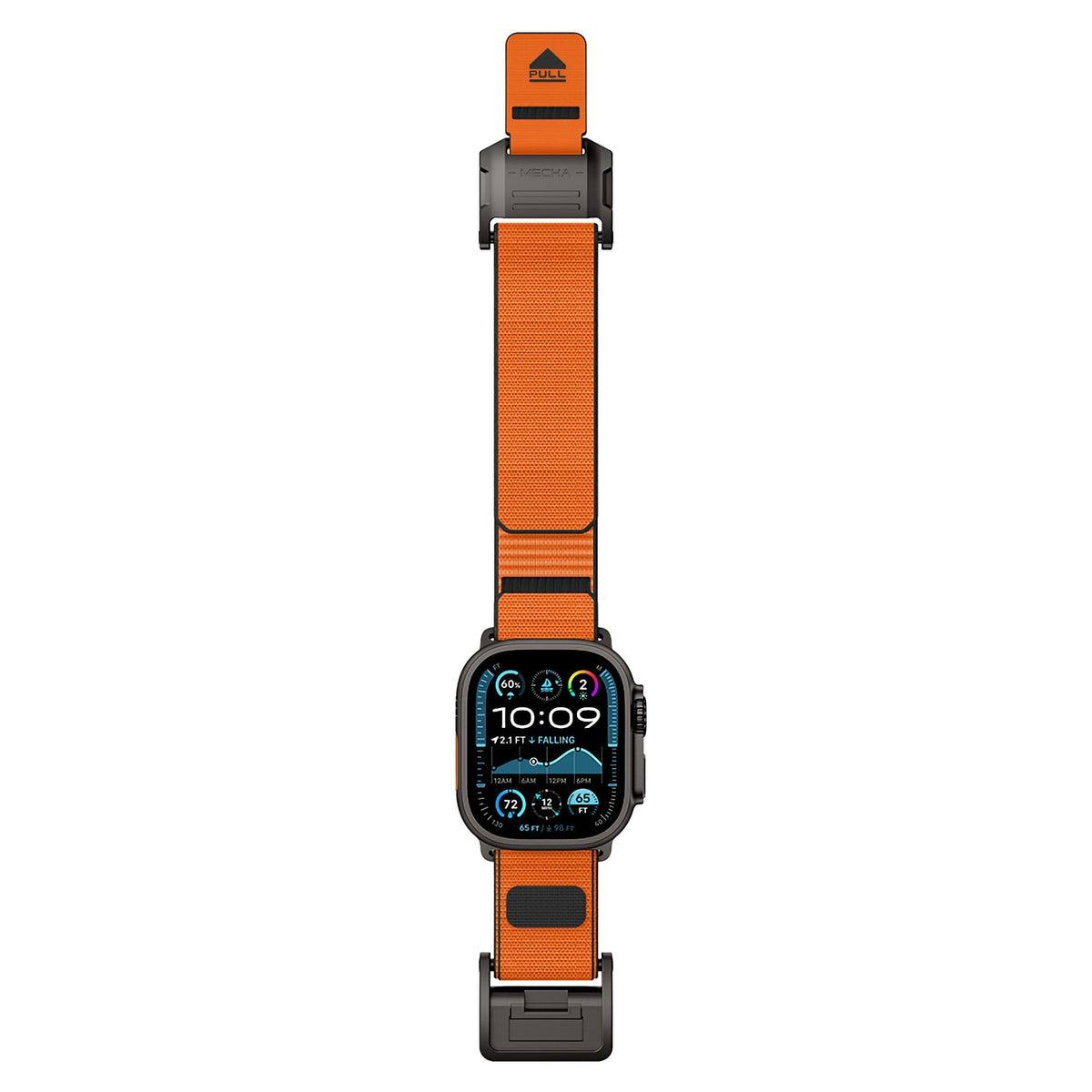 Mohseven Mecha Apple Watch Ultra Uyumlu Hasır Kordon Siyah Turuncu Mohseven