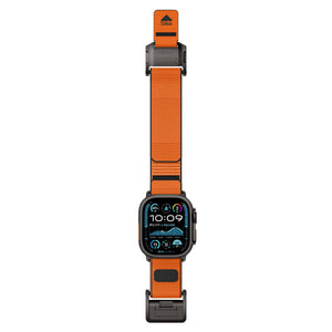 Mohseven Mecha Apple Watch Ultra Uyumlu Hasır Kordon Siyah Turuncu Mohseven
