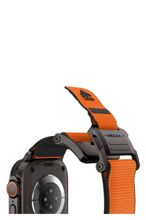 Mohseven Mecha Apple Watch Ultra Uyumlu Hasır Kordon Siyah Turuncu Mohseven