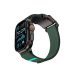 Mohseven Mecha Apple Watch Ultra Uyumlu Hasır Kordon Siyah Yeşil Mohseven