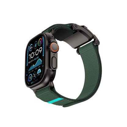 Mohseven Mecha Apple Watch Ultra Uyumlu Hasır Kordon Siyah Yeşil Mohseven