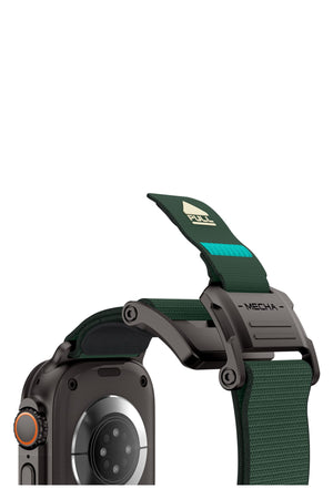 Mohseven Mecha Apple Watch Ultra Uyumlu Hasır Kordon Siyah Yeşil Mohseven