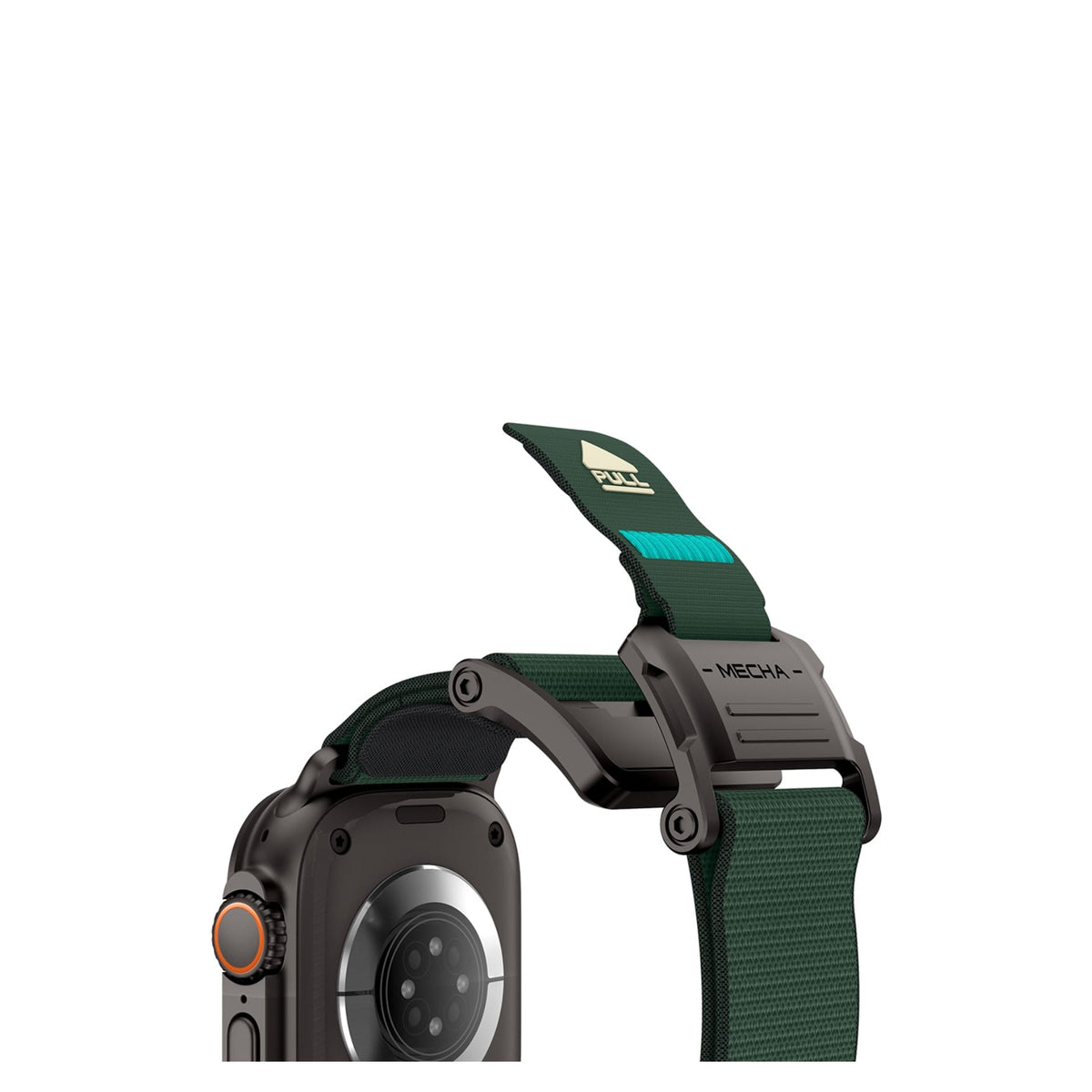 Mohseven Mecha Apple Watch Ultra Uyumlu Hasır Kordon Siyah Yeşil Mohseven