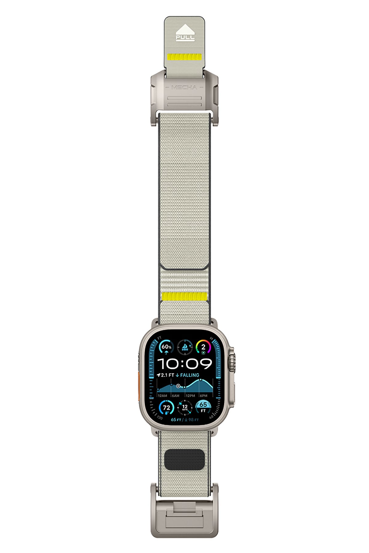 Mohseven Mecha Apple Watch Ultra Uyumlu Hasır Kordon Titanyum Bej Mohseven