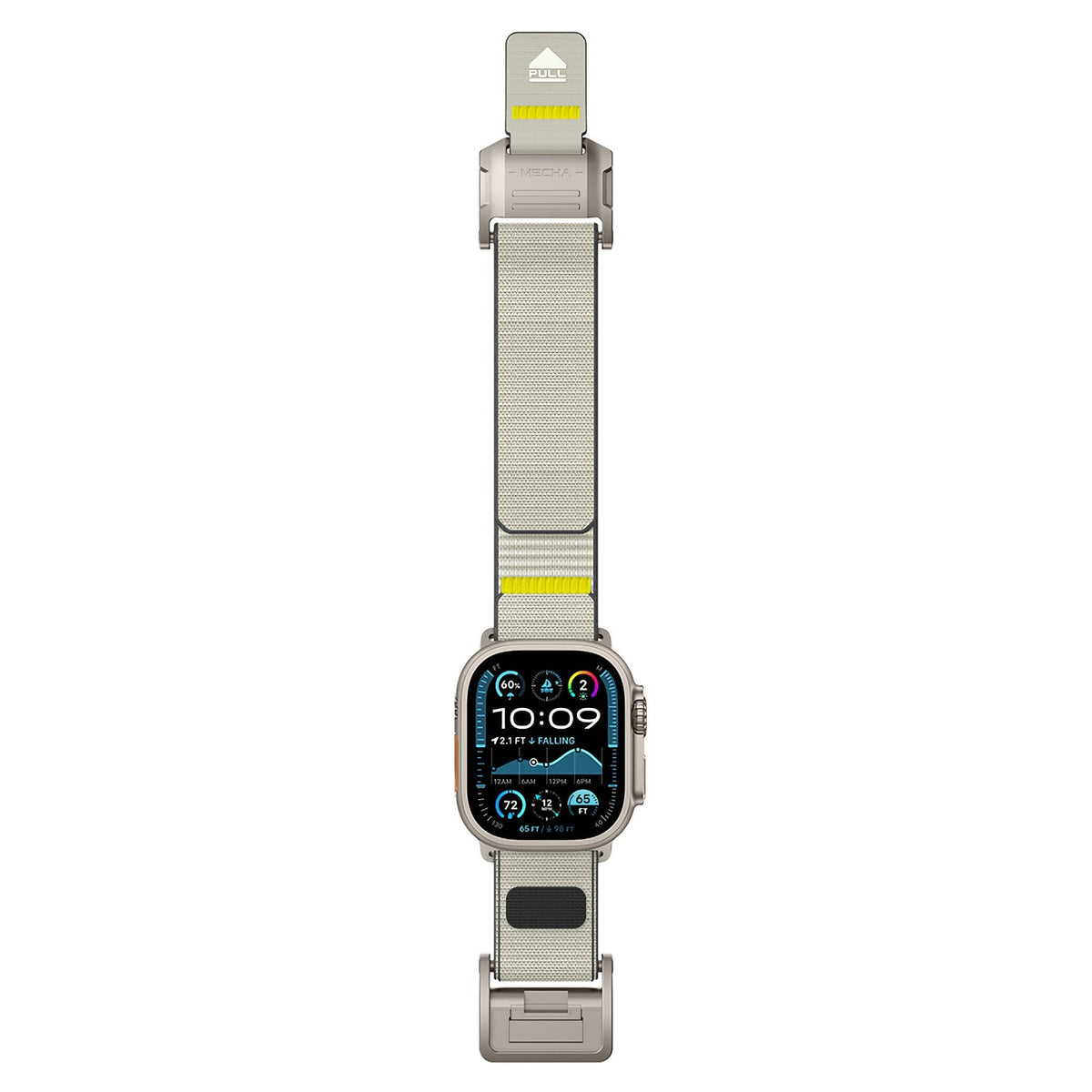 Mohseven Mecha Apple Watch Ultra Uyumlu Hasır Kordon Titanyum Bej Mohseven