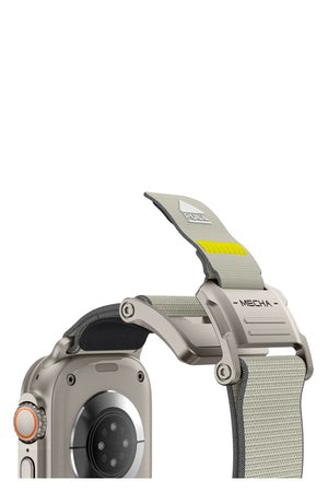 Mohseven Mecha Apple Watch Ultra Uyumlu Hasır Kordon Titanyum Bej Mohseven