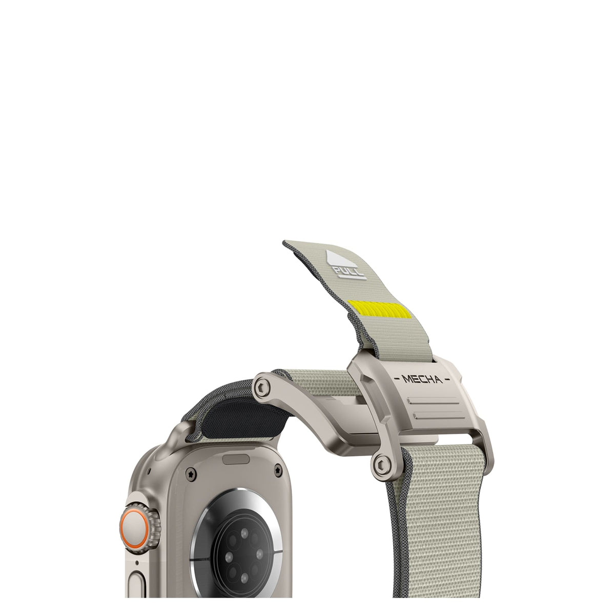 Mohseven Mecha Apple Watch Ultra Uyumlu Hasır Kordon Titanyum Bej Mohseven