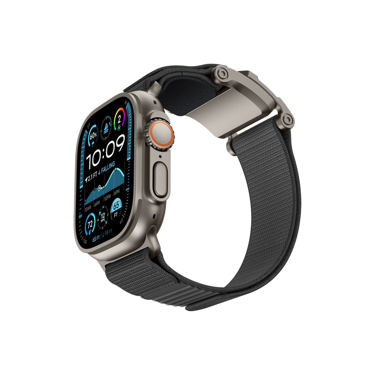 Mohseven Mecha Apple Watch Ultra Uyumlu Hasır Kordon Titanyum Gri Mohseven