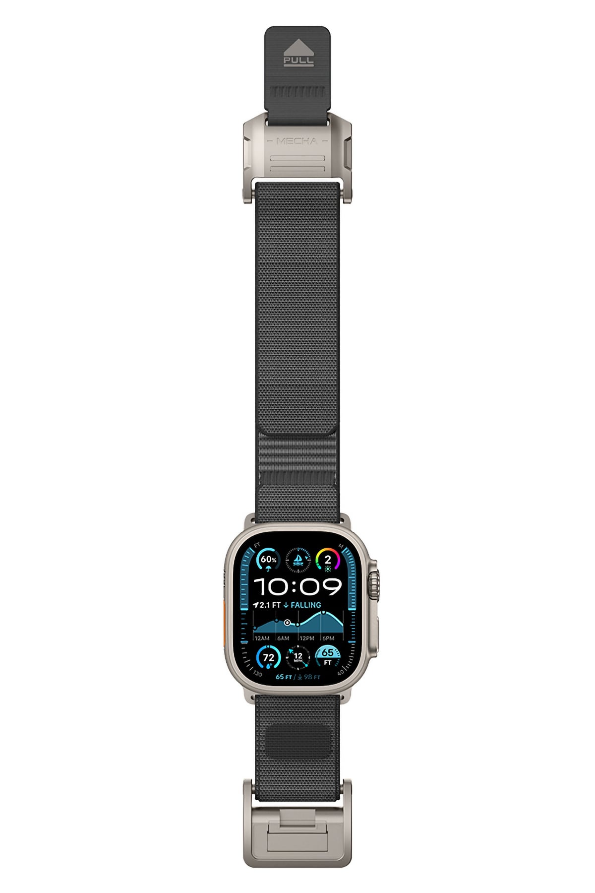Mohseven Mecha Apple Watch Ultra Uyumlu Hasır Kordon Titanyum Gri Mohseven