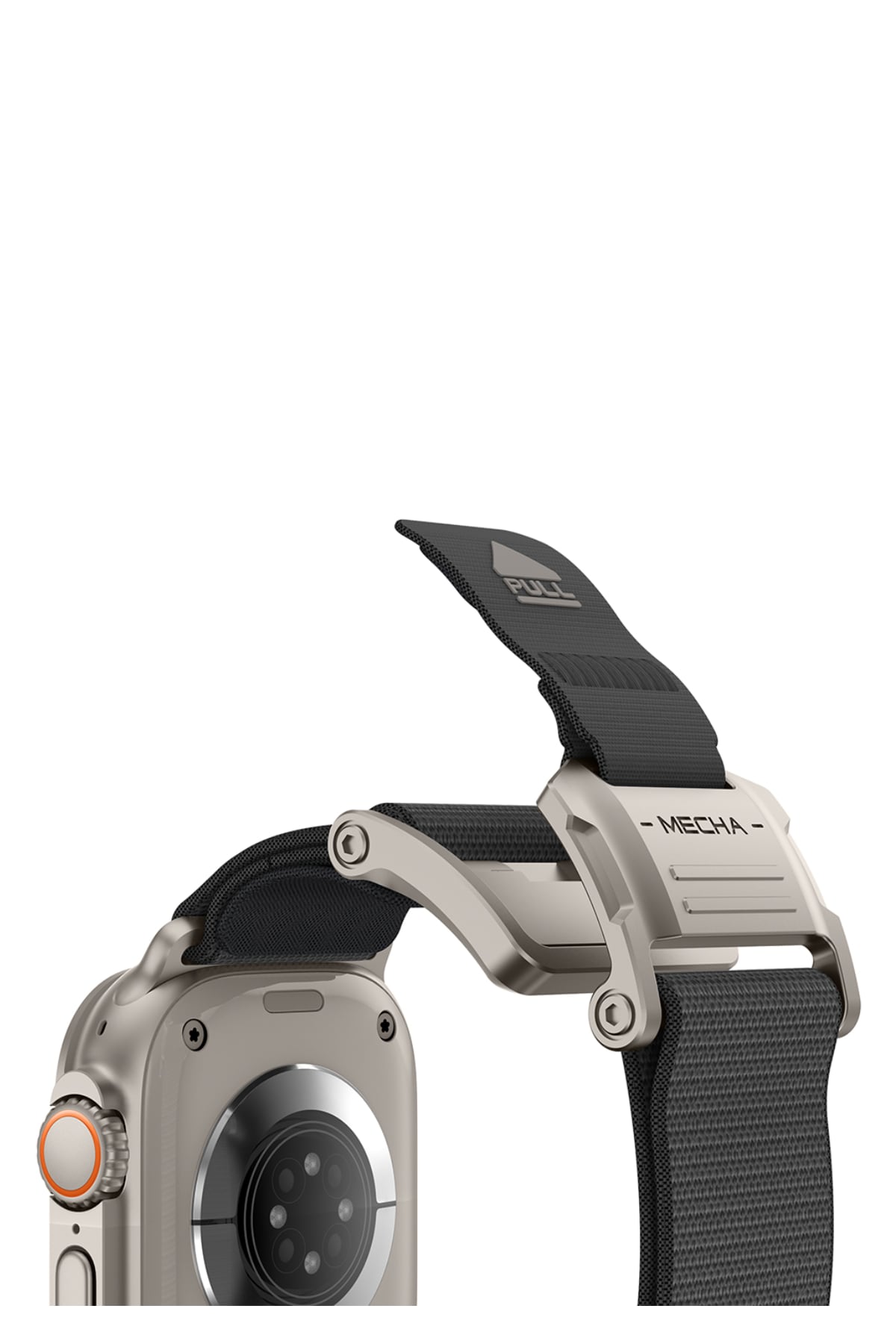 Mohseven Mecha Apple Watch Ultra Uyumlu Hasır Kordon Titanyum Gri Mohseven