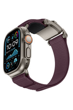Mohseven Mecha Apple Watch Ultra Uyumlu Hasır Kordon Titanyum Mor Mohseven