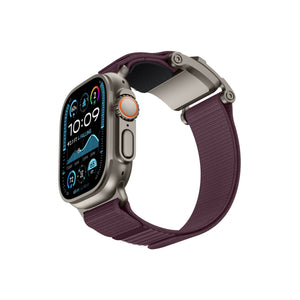 Mohseven Mecha Apple Watch Ultra Uyumlu Hasır Kordon Titanyum Mor Mohseven